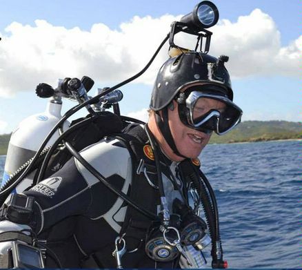 Guy Garman in his technical rig on a prep dive before the fatal World Record attempt