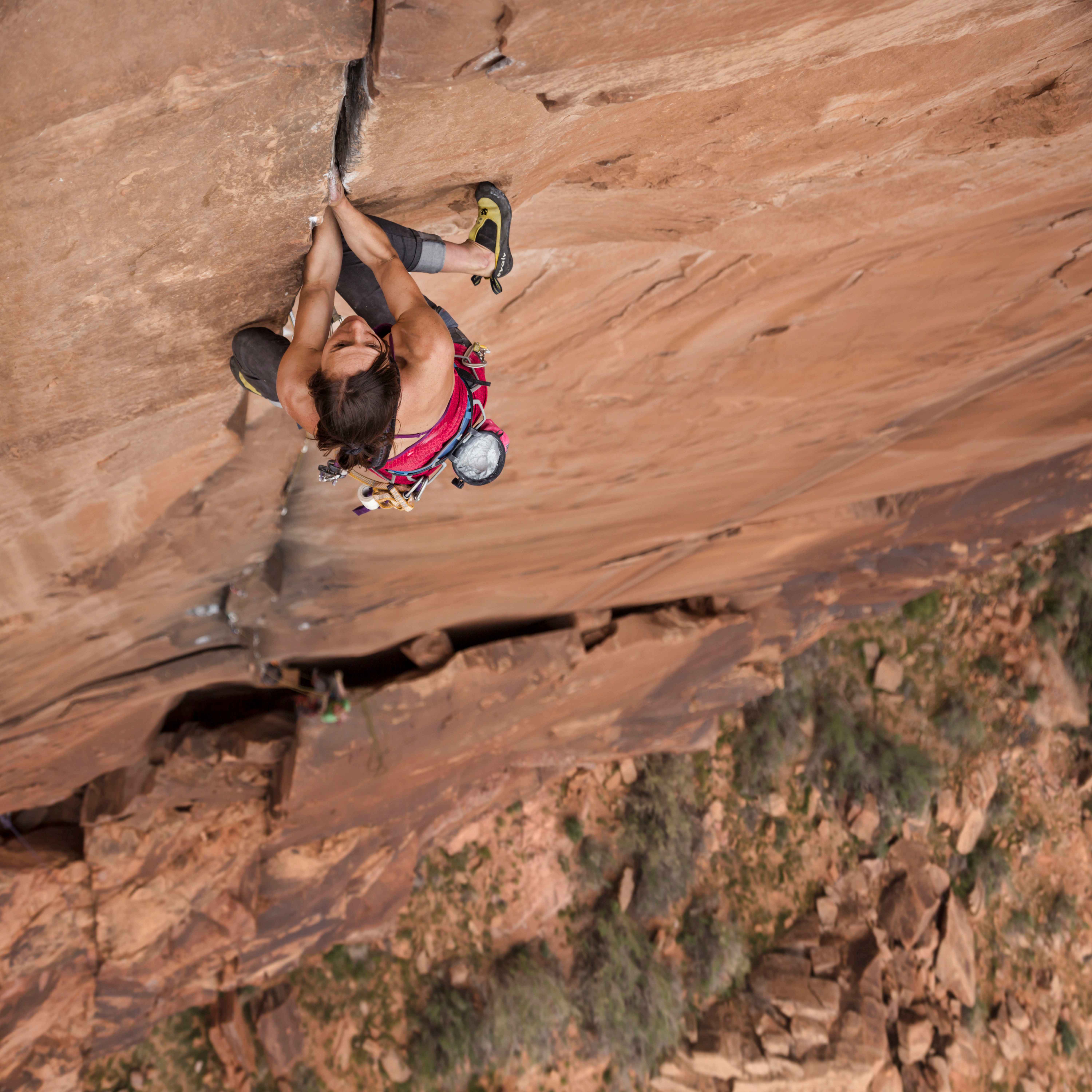 Steph free climbing in Tombstone
