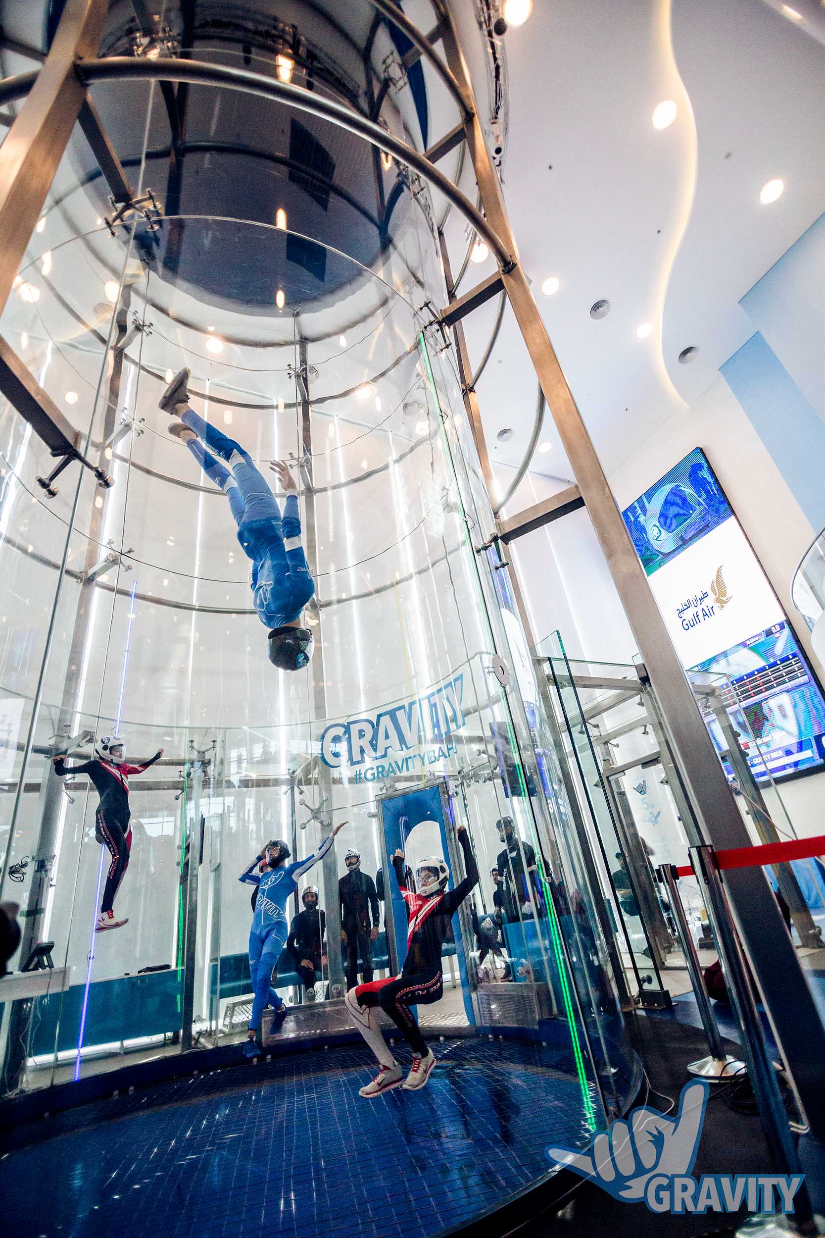 When flying a free routine in Gravity's tunnel, one of the tallest in the world, you will get more points for using all of the space