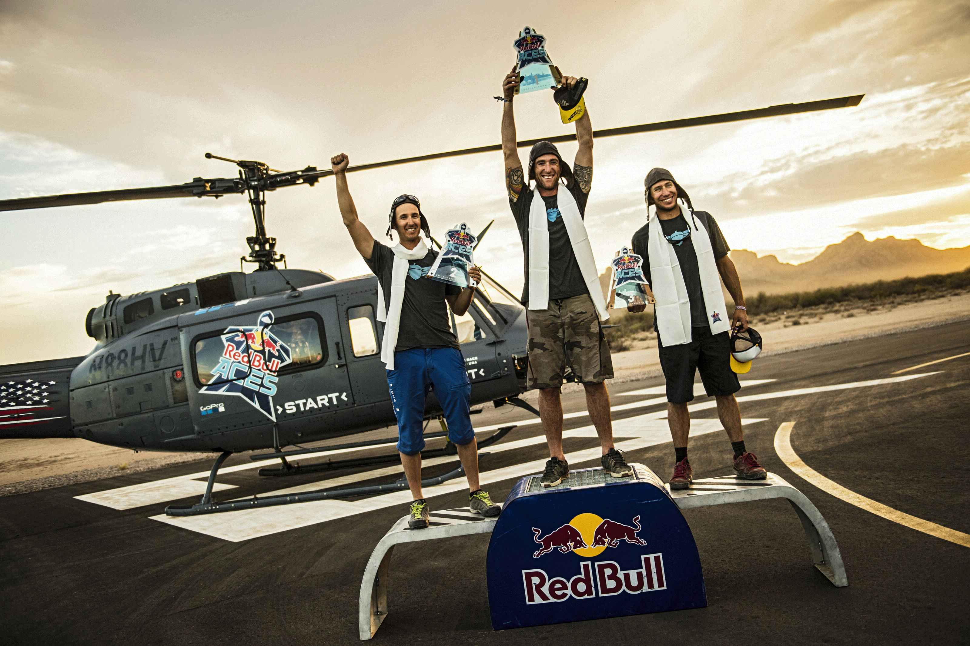 Red Bull ACES podium 2016 – Will Kitto (2nd), Noah Bahnson (1st), Andy Farrington (3rd)