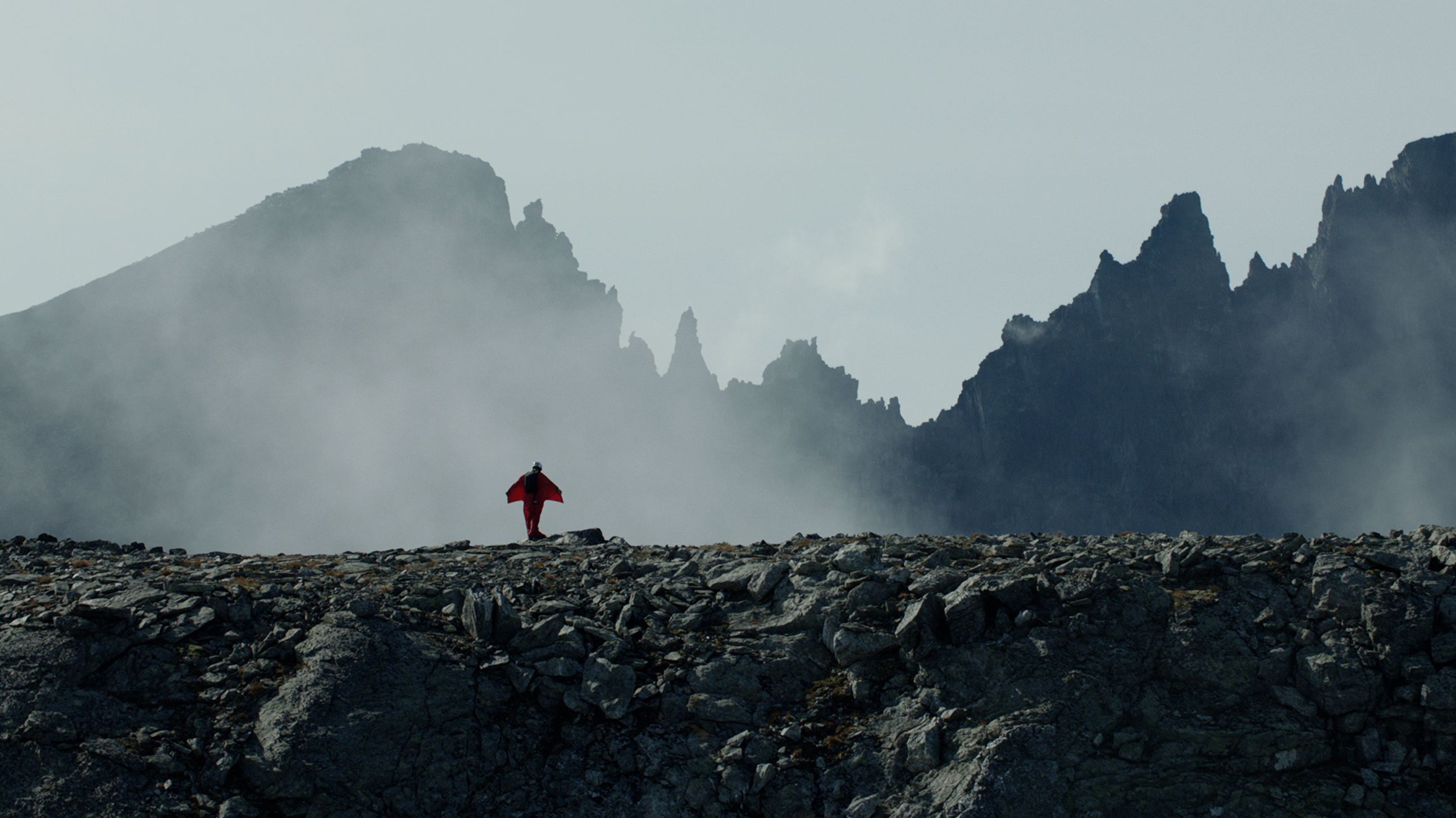 Jokke Summer, about to jump the Troll Wall in in a scene from Sunshine Superman