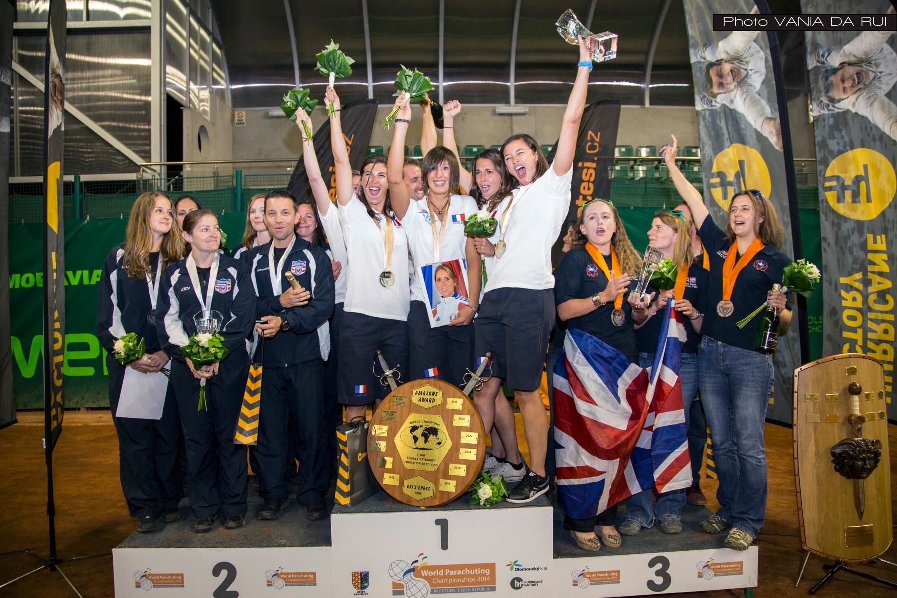 4-way Female podium, WPC, Prostejov, 2014 – France Ladies 1st, GK4 2nd, Kaizen 3rd