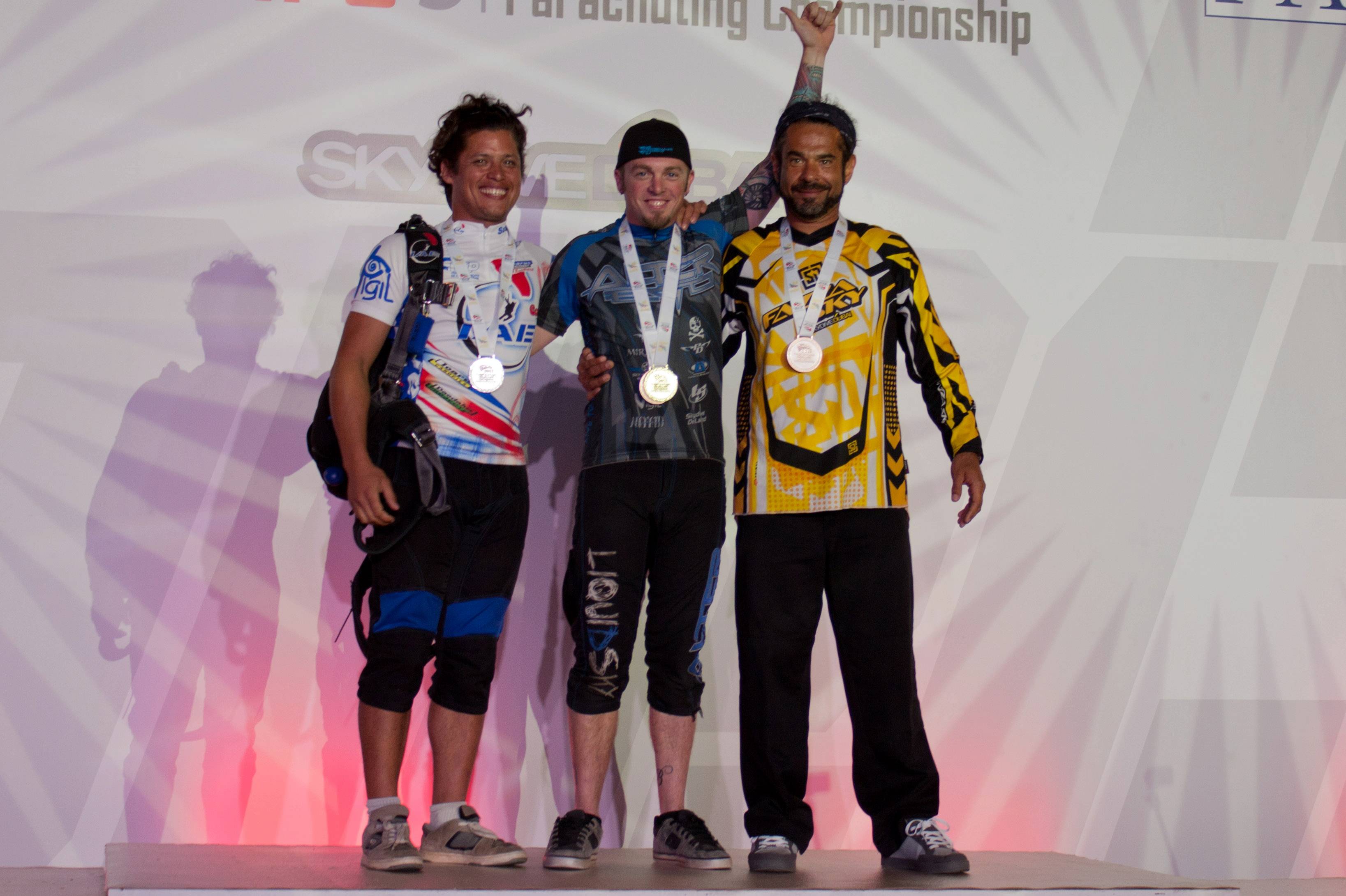 Zone accuracy podium; Eric Philippe (FRA), Curt Bartholomew (USA), Maha Leiras (UAE)