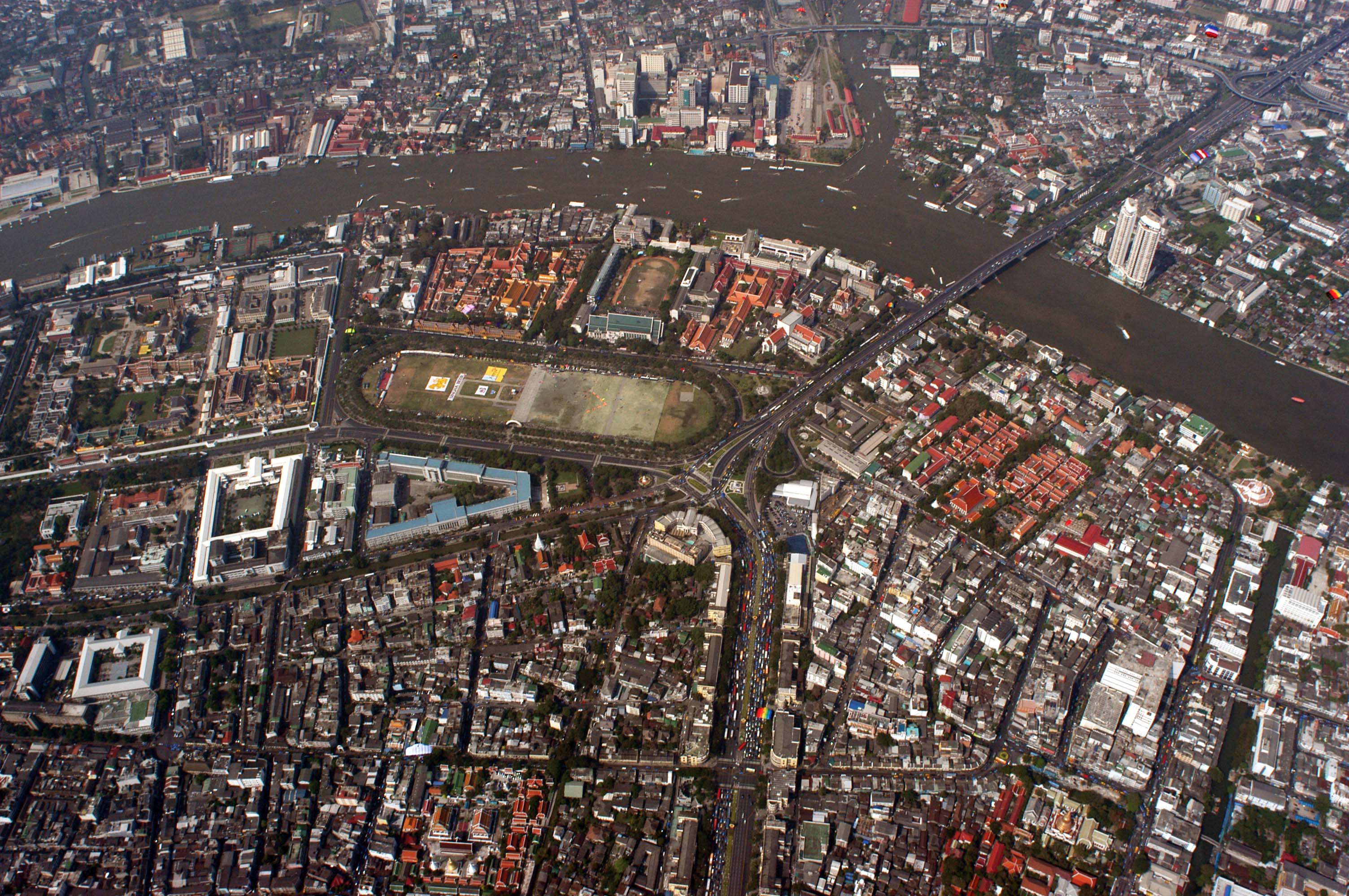 Sanam Luang was about the only safe place to land in Bangkok