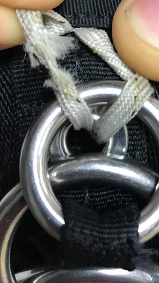 Close-up of frayed loop