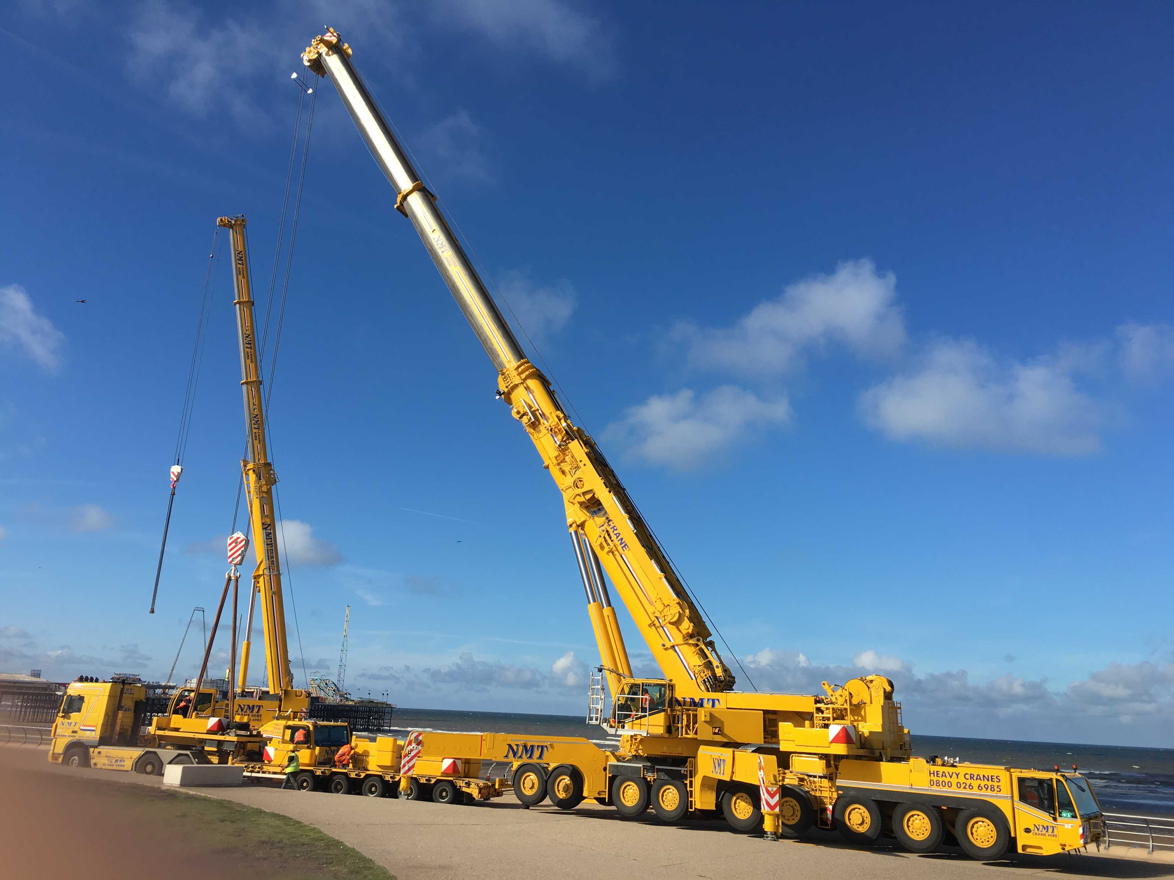 The object – a mobile crane jibbed to exploit the best wind direction
