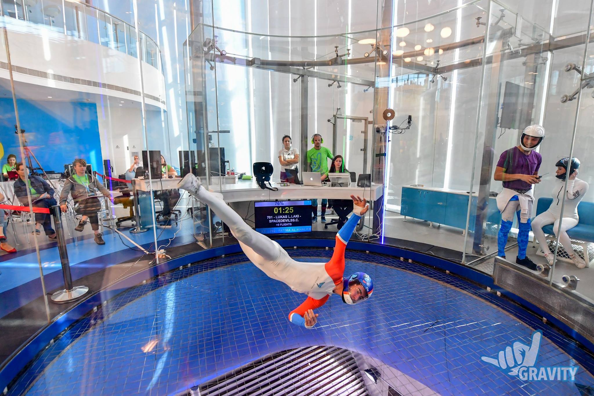 Gravity's large, clear wind tunnel is state of the art and perfect  for viewing