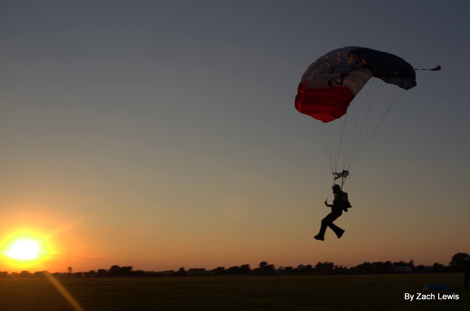Sunset landing at Skydive Chicago, US nationals 2014