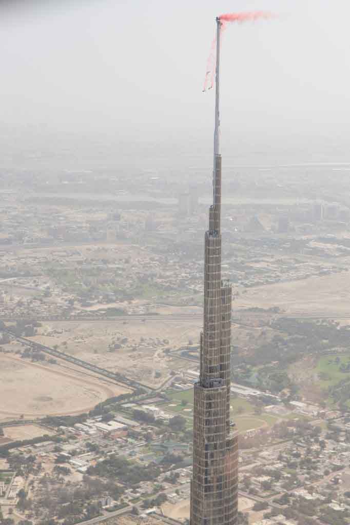 Burj Khalifa, world's tallest building, at 828 m high