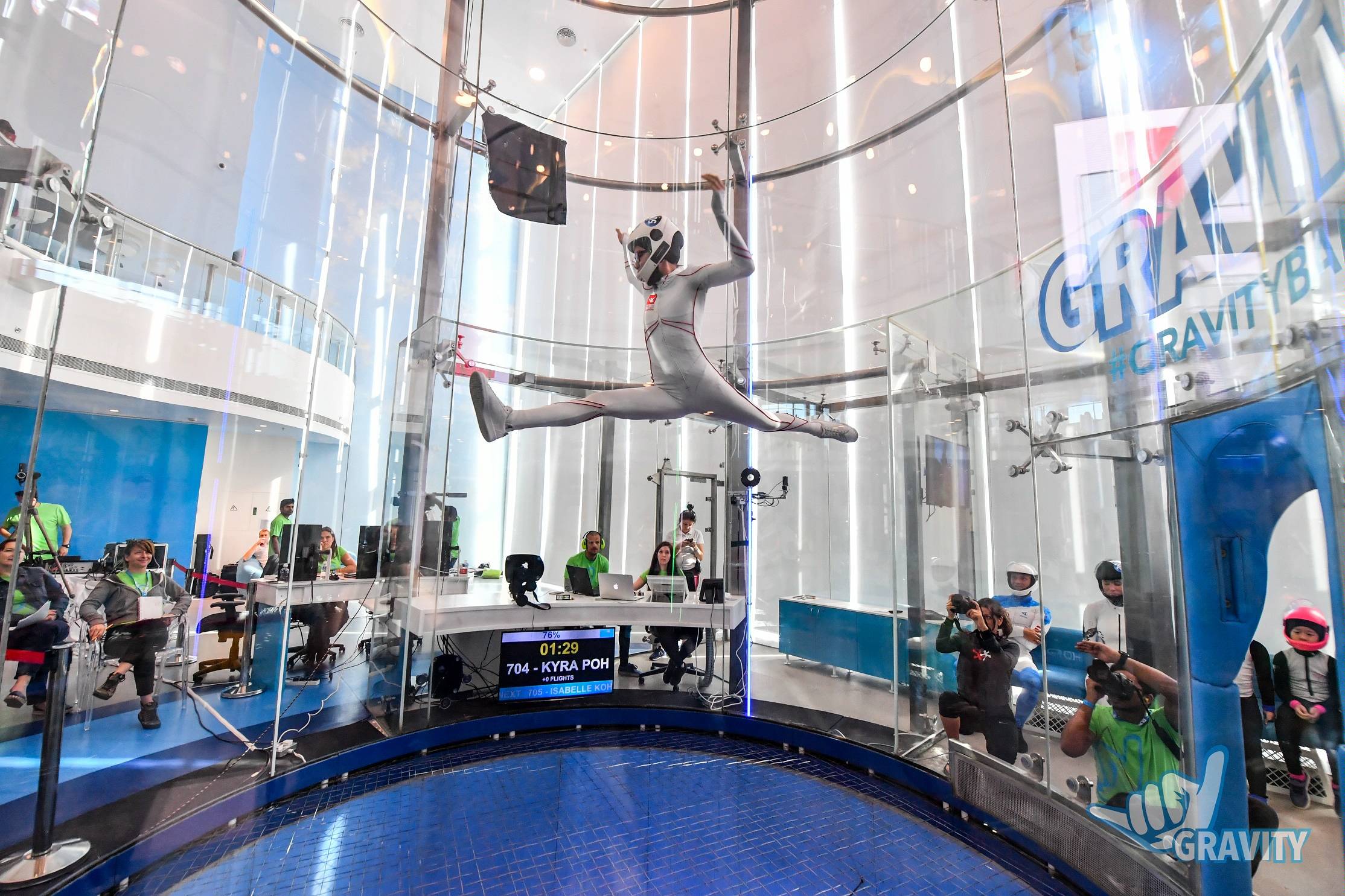 Kyra flying in Gravity’s Tunnel