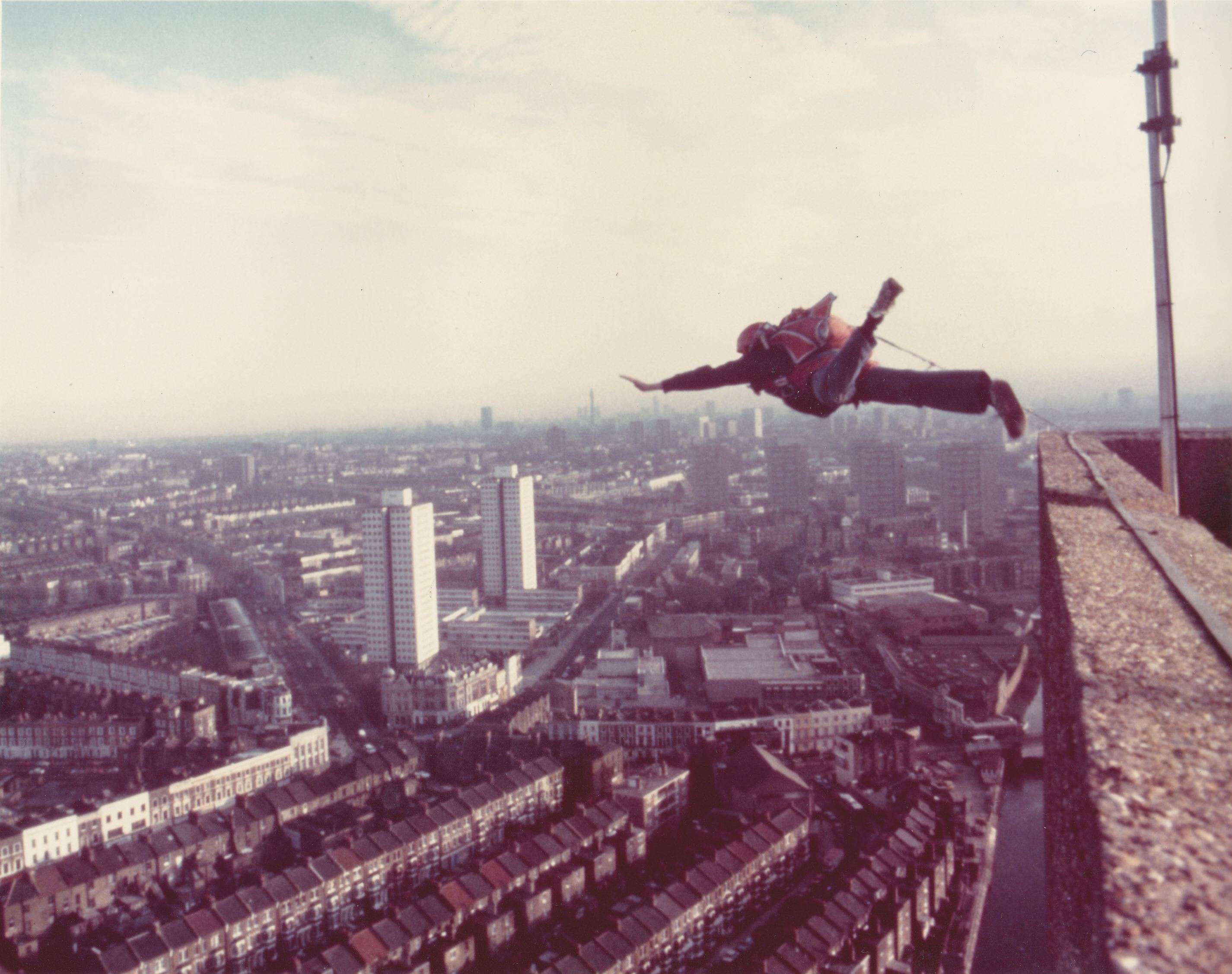  Andy jumps a London building, qualifying him for BASE #14