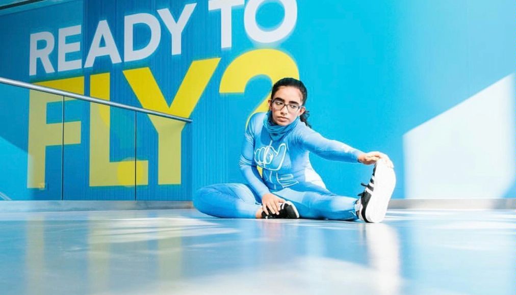 Fatima, working on her flexibility