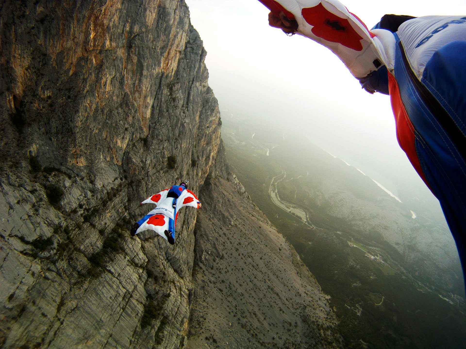 The author, wingsuit proximity flying the Eiger